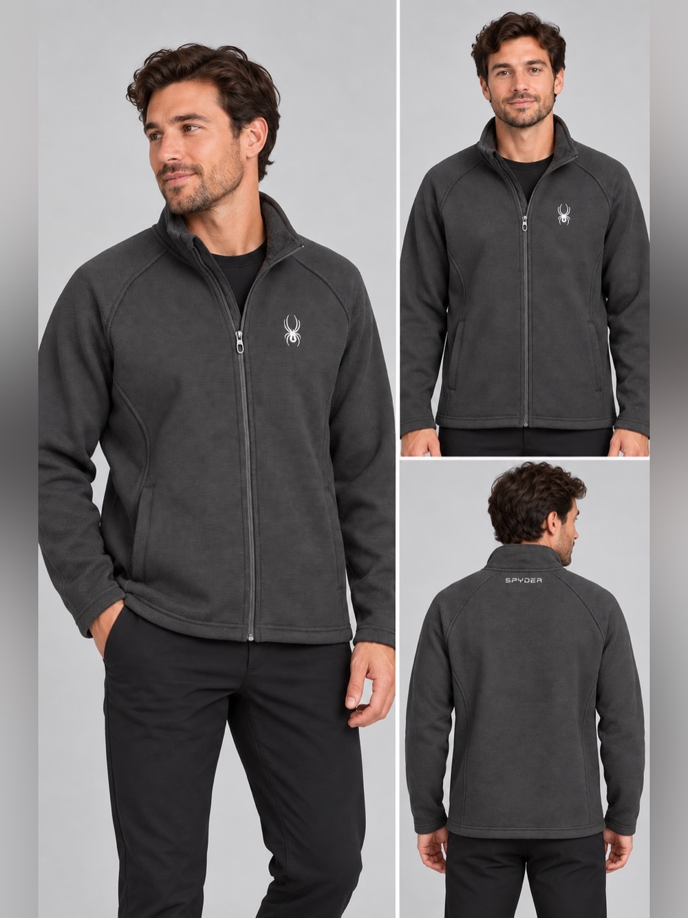 Spyder Men’s Black Full-Zip Fleece Jacket – Large